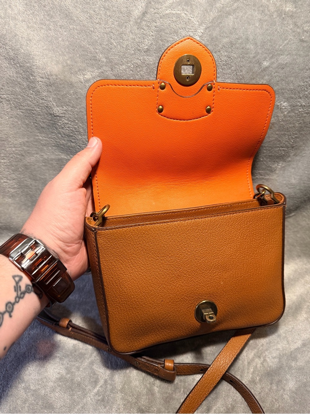 Ralph Lauren LRL Millbrook Pebbled Leather Crossbody with Chain Strap - Picture 8 of 11